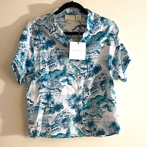 Cynthia Rowley Linen Top with Amalfi Coast Print